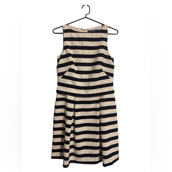 Ralph Lauren Dresses & Skirts - Ralph Lauren Black and Cream Striped Midi Dress